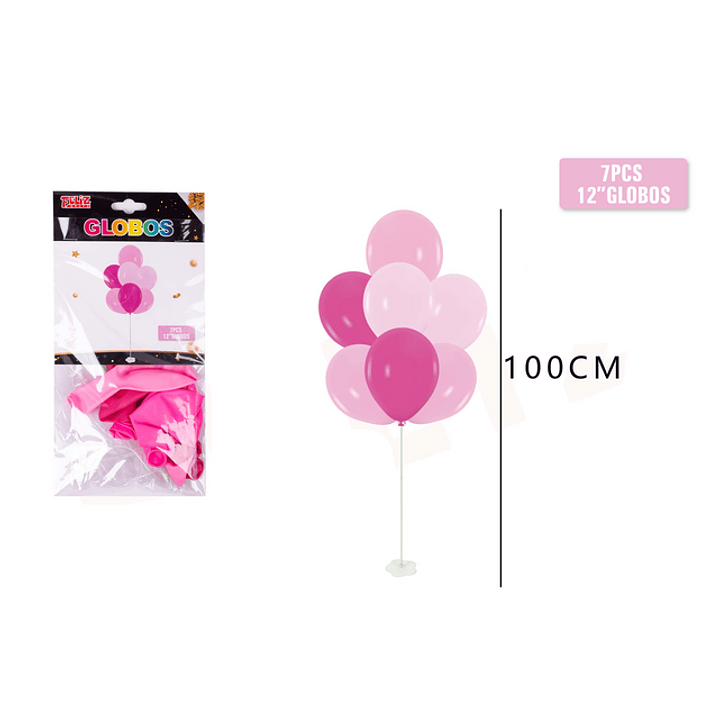 Set Globos con BaseTonos Rosa 7 pcs 1