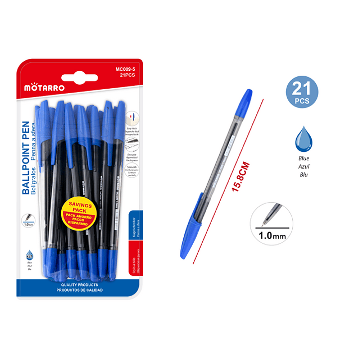 Bolígrafos Azul 21 pcs 1