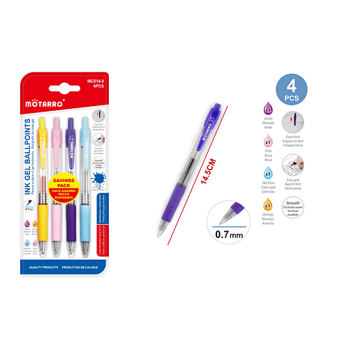 Bolígrafos color pastel 4 pcs