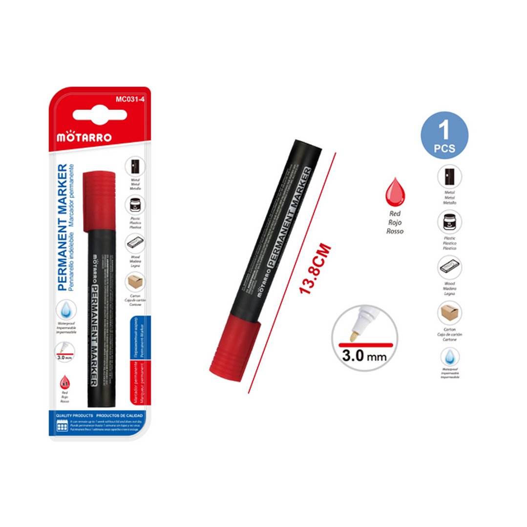 Plumón Permanente Rojo 1