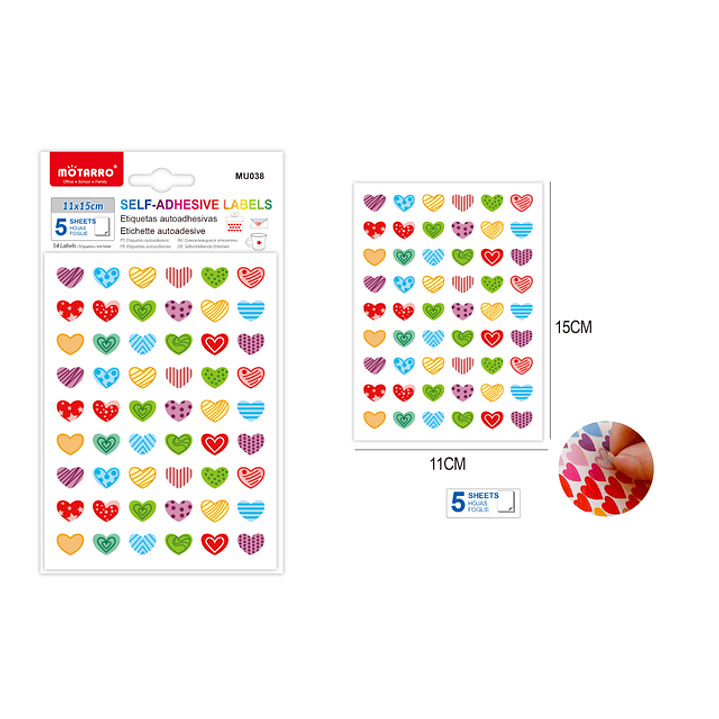 Etiquetas Autoadhesivas Corazones 5 Pcs 1