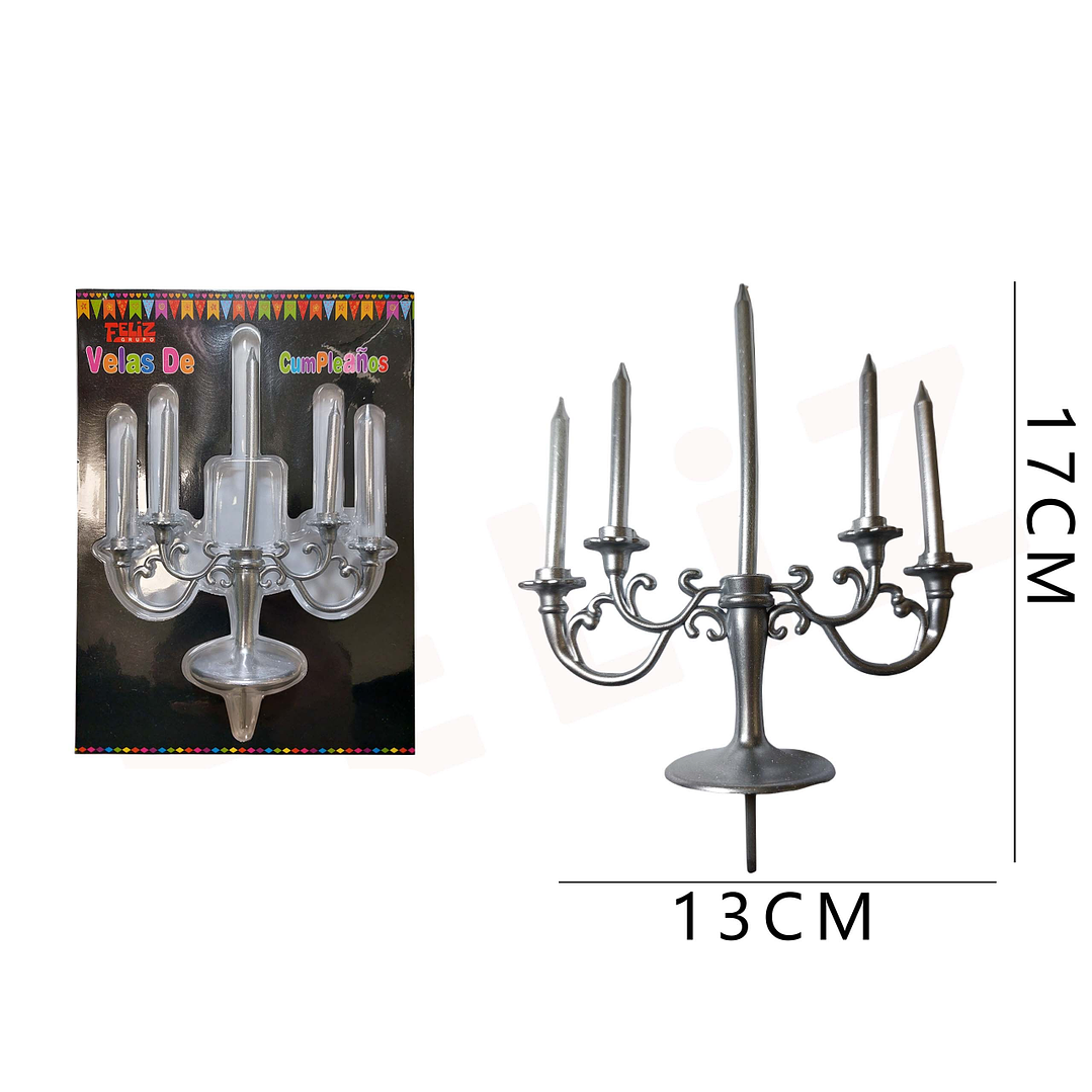 Vela Con Candelabro Plateado 1