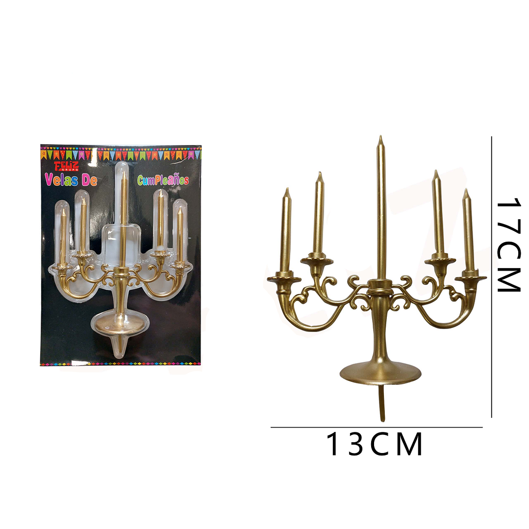 Vela Con Candelabro Dorado 1