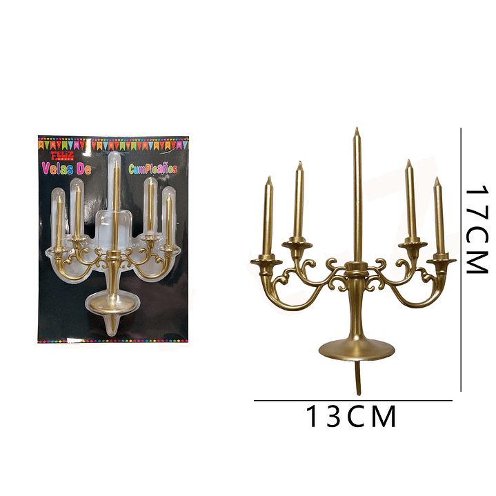 Vela Con Candelabro Dorado 1