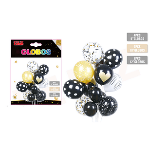 Set Globos Dorado y Negro 13 pcs