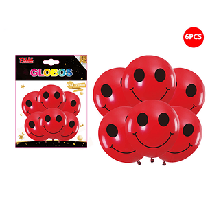 Set Globos sonrisa Roja 6 pcs