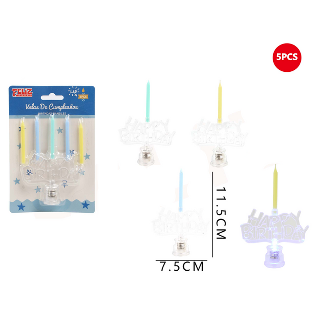Velas de Cumpleaños Multicolor con Luz 5pcs 1