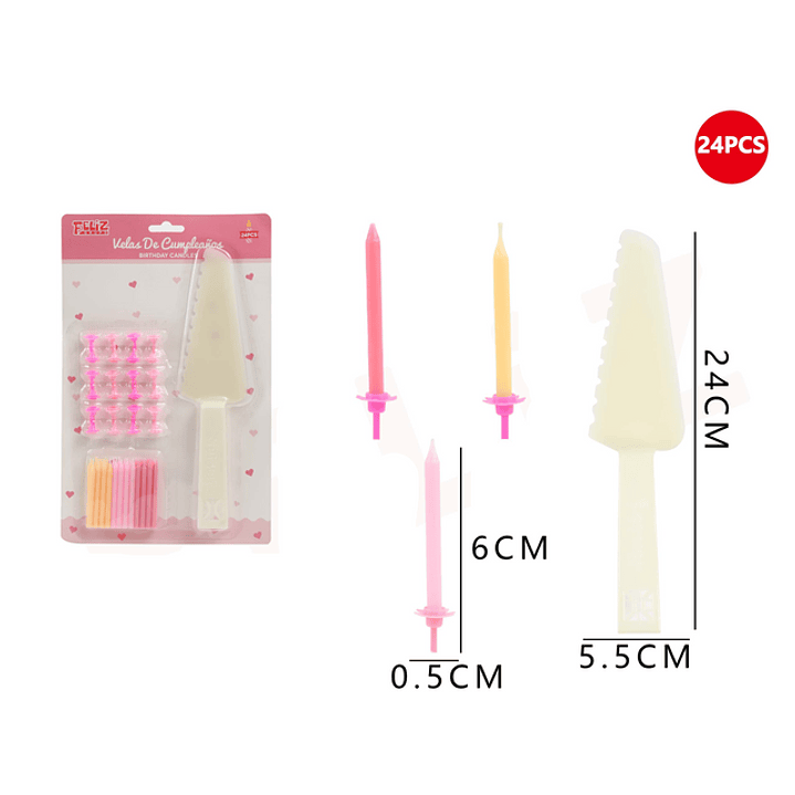 Velas de Cumpleaños Rosado 24pcs 1