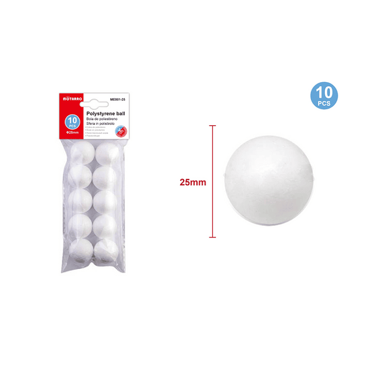Pelotas de Plumavit 25 mm 10 pcs 1
