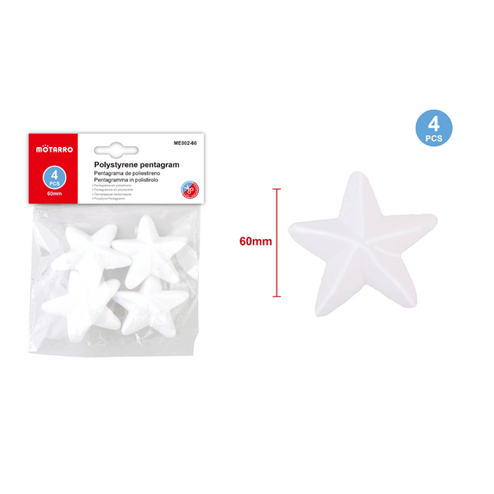 Estrella de Poliestireno 60 mm 4 pcs 1
