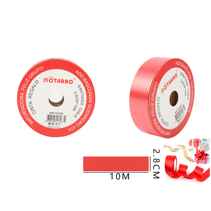 Cinta Regalo Rojo 2.8Cmx10M 1