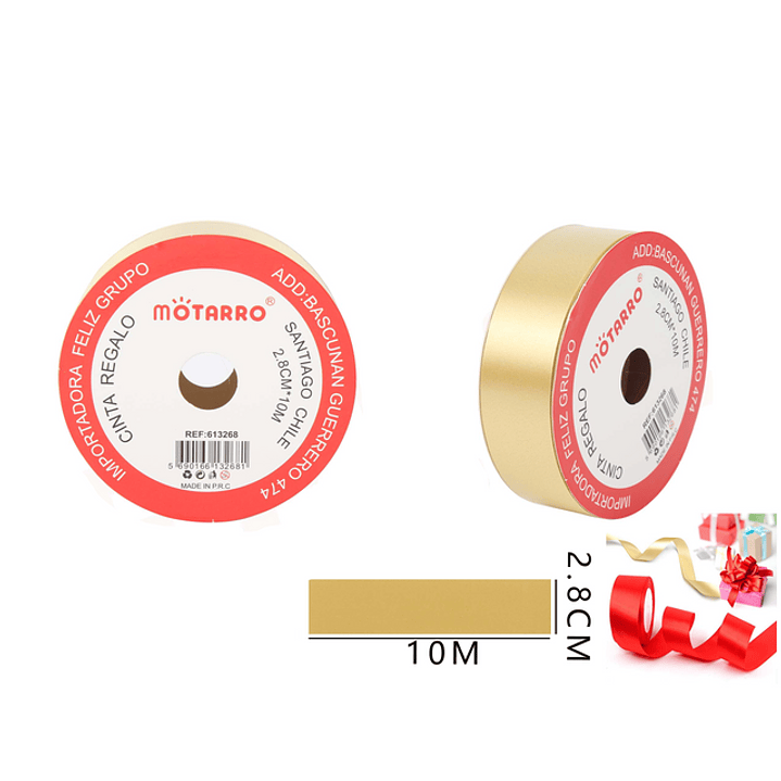 Cinta Regalo Dorado 2.8Cmx10M 1