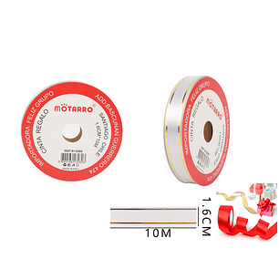 Cinta Regalo Plateado Con Línea Dorada 1.6Cm*10M