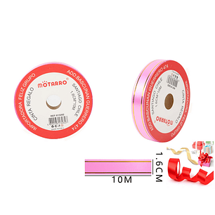 Cinta Regalo Rosado Con Línea Dorada 1.6Cm*10M
