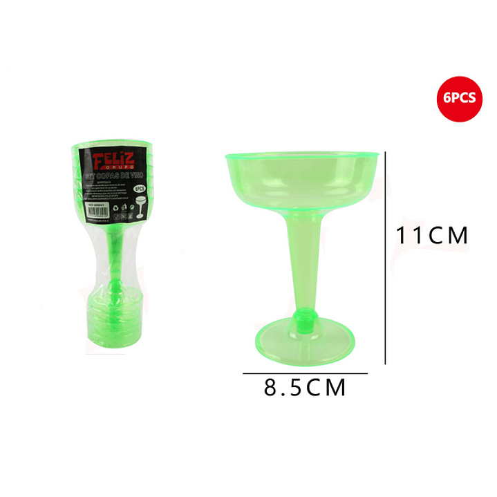 Copas Acrílicas de Champán Verde 6pcs 1