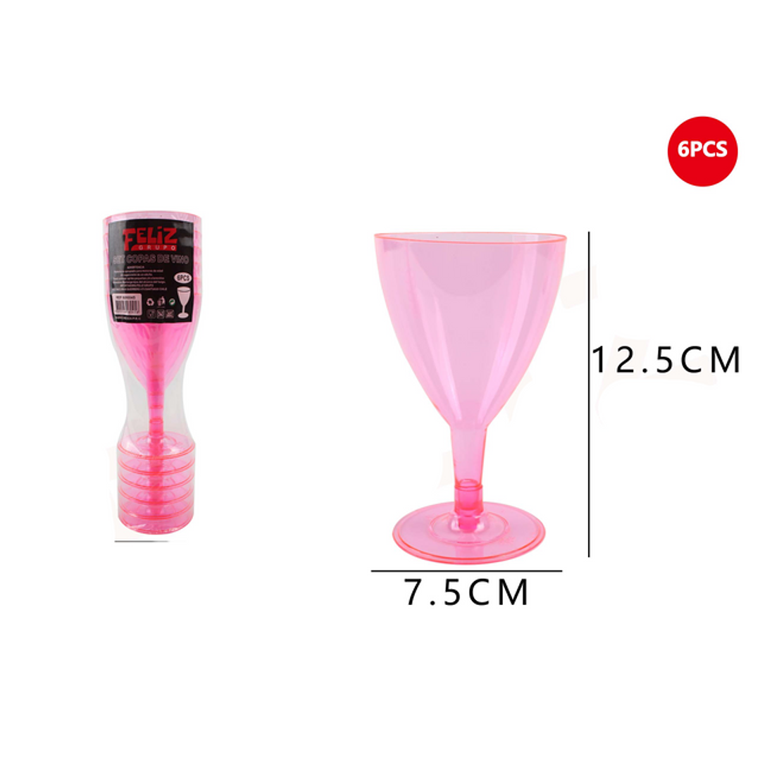 Copas Acrílicas de Vino Rosado 6pcs 1