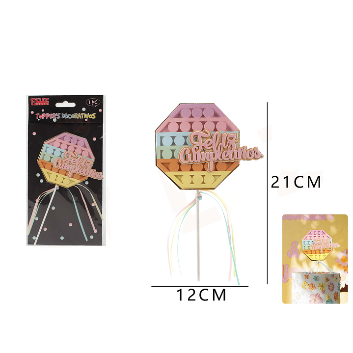 Toppers Decorativos Frase Feliz Cumpleaños Multicolor 1 Pc 1