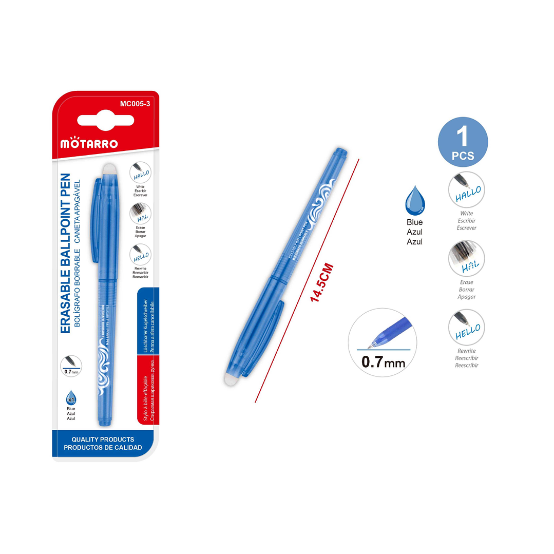 Bolígrafo Borrable Celeste 1