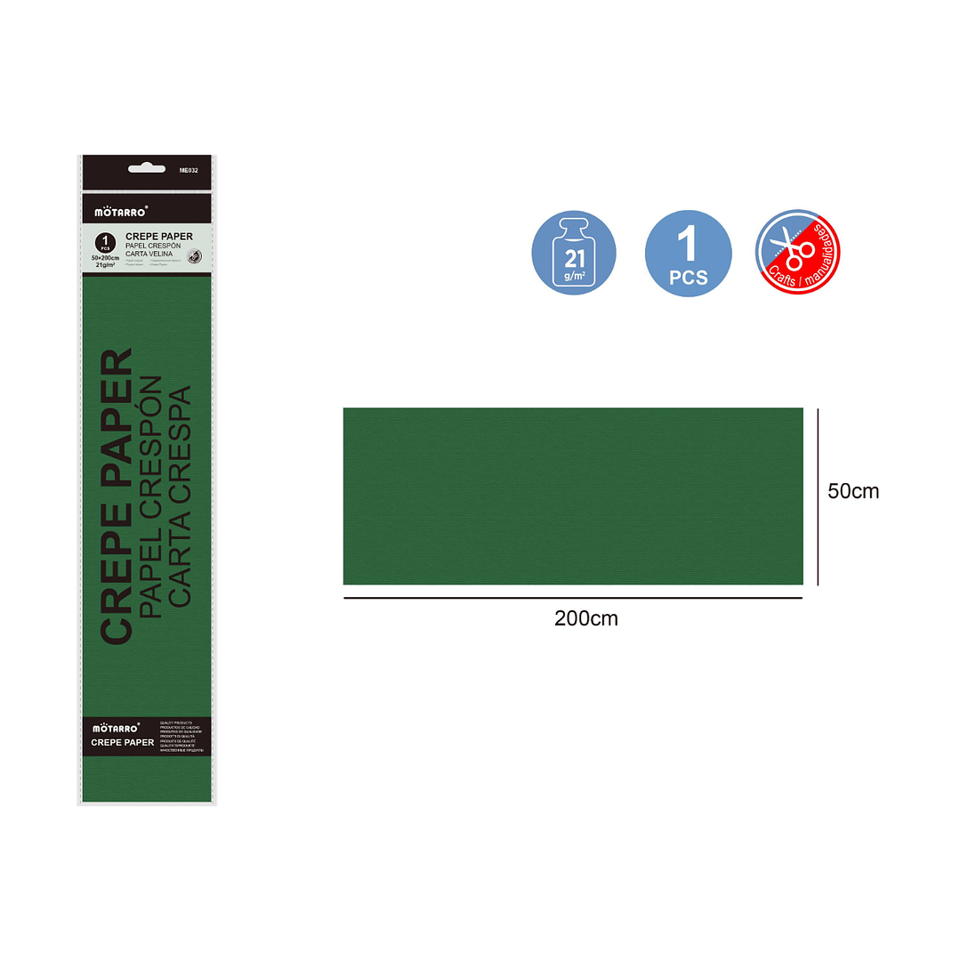 Papel Crepe Verde Oscuro 200X50 Cm 1