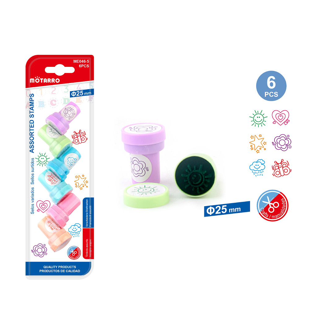 Timbres de Figura Felices 6 Pcs 1