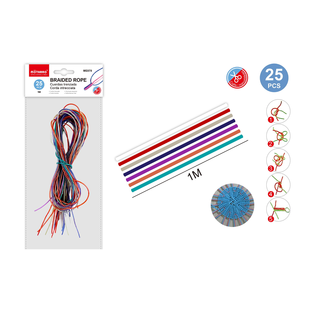Cuerda para Trenzado de Plástico Multicolor 1m 25pcs 1
