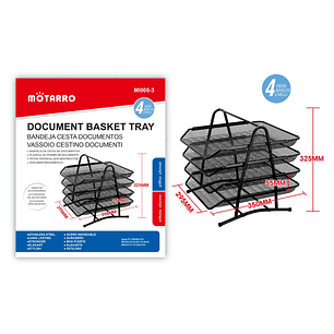 Bandeja 4 Cestas Documentos Negra