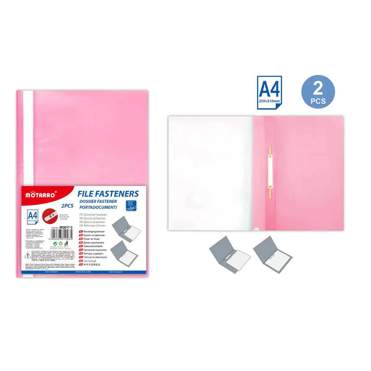 Carpeta Con Fastener Rosado A4