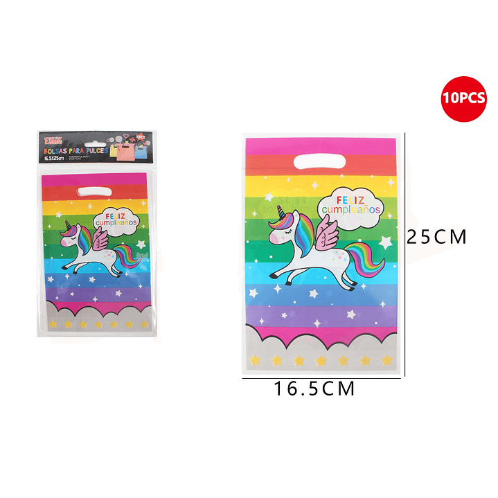 Set Bolsas para Dulces de Unicornio con Arcoiris 10 pcs 1