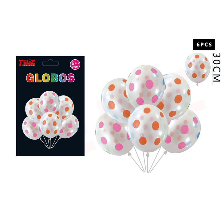 Set Globos de Puntos 30 cm 6 pcs 1