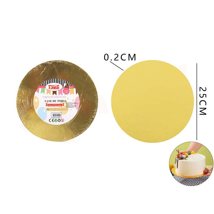 Bandejas de Torta Dorada Redonda 25 cm 1