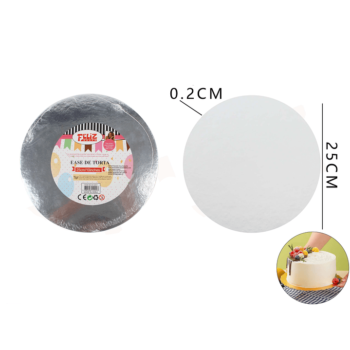 Bandeja de Torta Plateada Redonda 25 cm 1