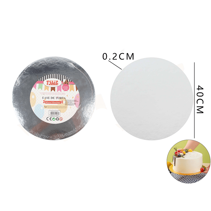 Bandeja de Torta Plateada Redonda 40 cm 1