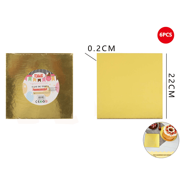 Bandeja de Torta Dorada Cuadrada 22 cm 1