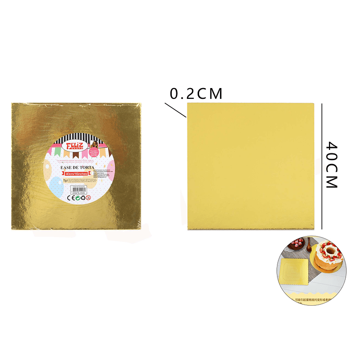 Bandeja de Torta Dorada Cuadrada 40 cm 1