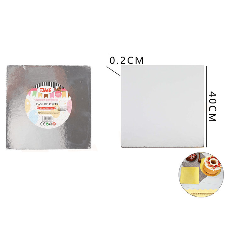 Bandeja de Torta Plateada Cuadrada 40 cm 1