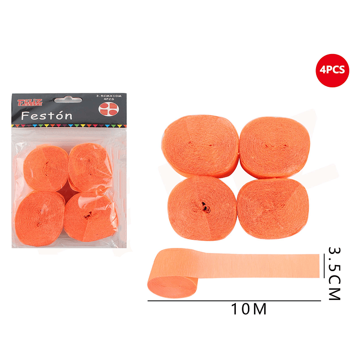Serpentina Naranjo 3.5 cmx10 m 4 pcs 1