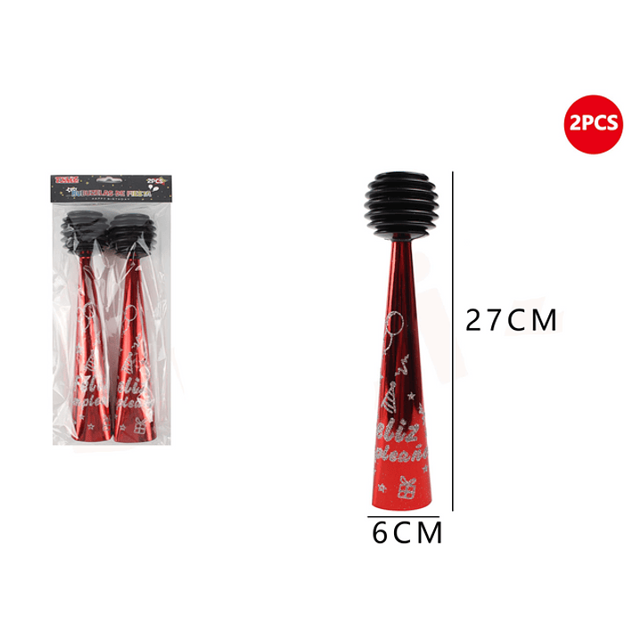 Trompeta o Vuvuzela de Fiesta Rojo 2 pcs 1