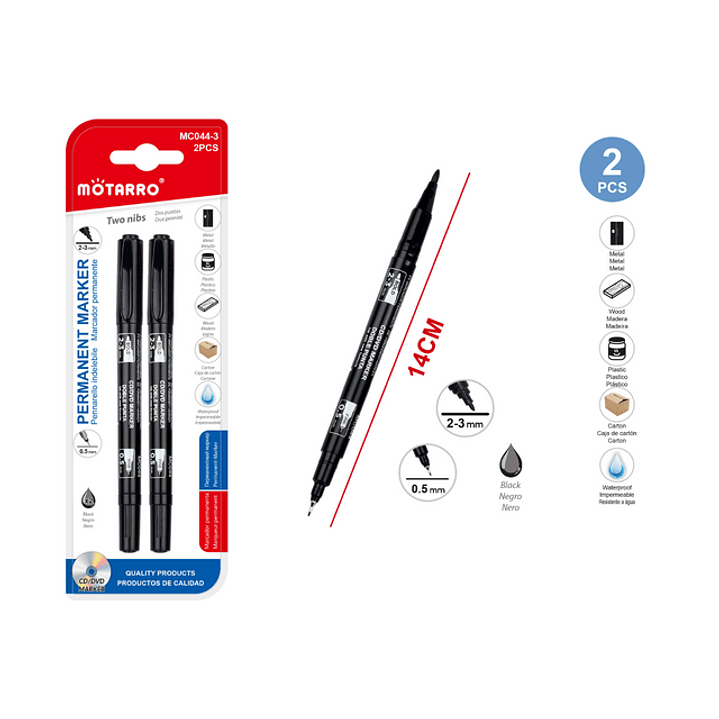 Marcador Permanente 2 puntas 2 pcs 1