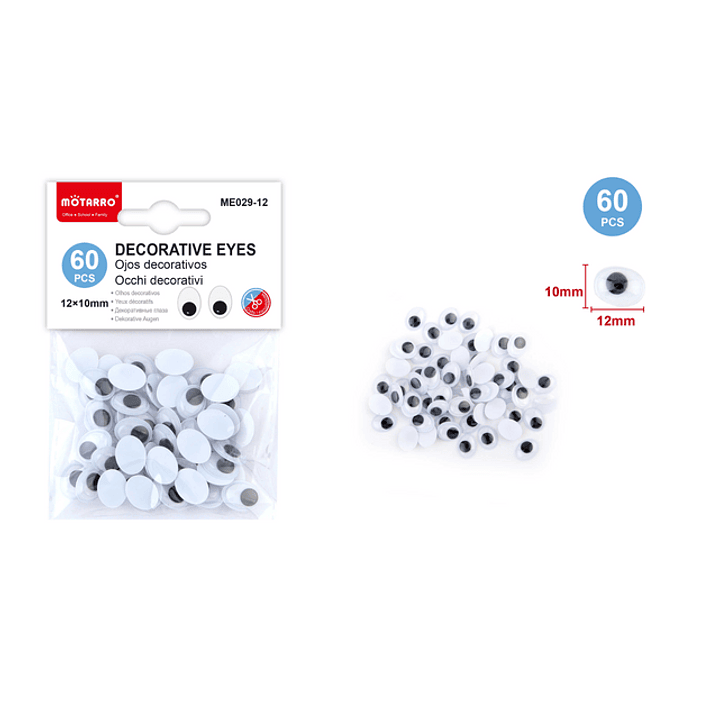 Ojos Decorativos Ovalados 10*12mm 60pcs 1