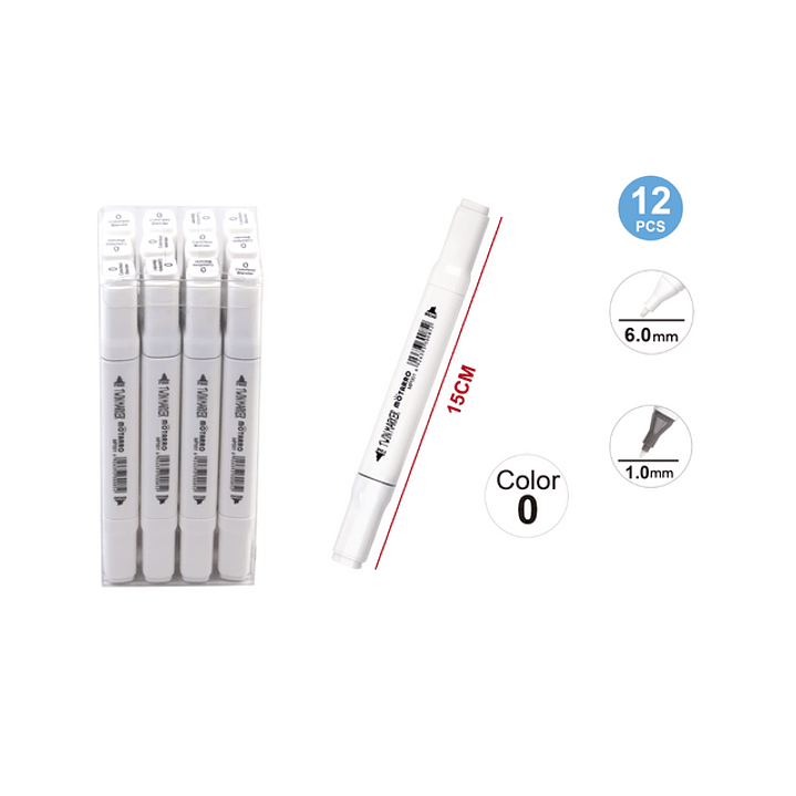 Marcador Doble Punta Blanco 1/6mm 1