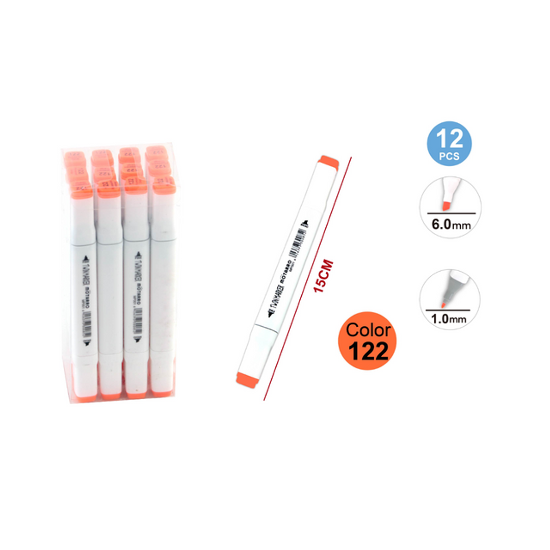 Marcador Doble Punta Naranja 1/6mm 1