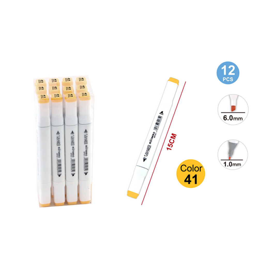 Marcador Doble Punta Amarillo Oscuro 1/6mm 1