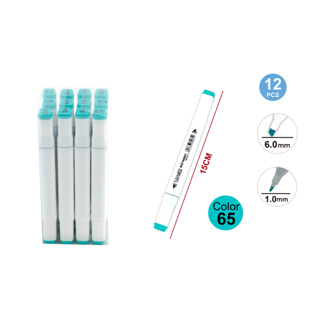 Marcador Doble Punta Turquesa 1/6mm 1
