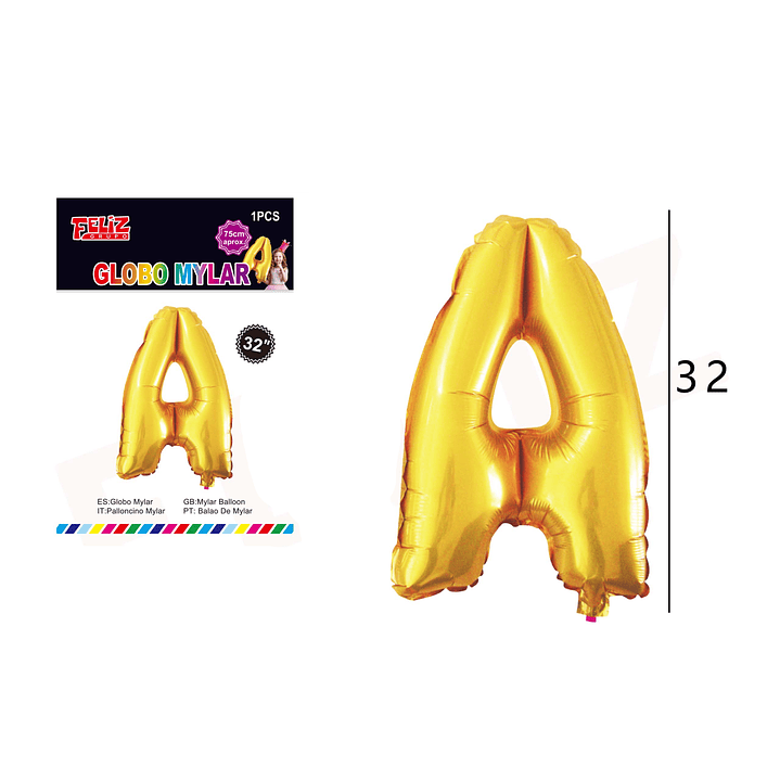 Globo Letra A Dorada 81 cm 1