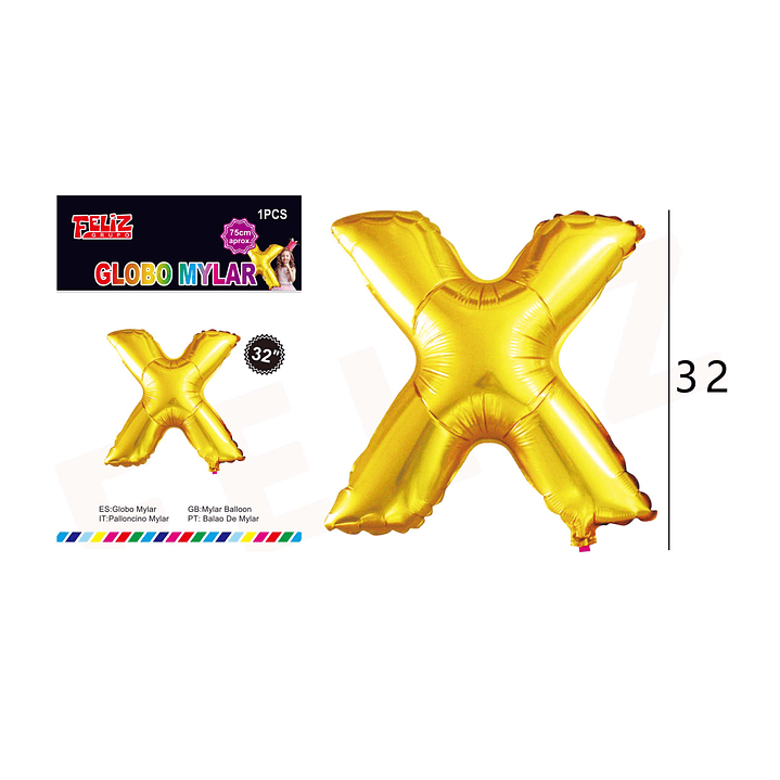 Globo Letra X Dorada 81 cm 1