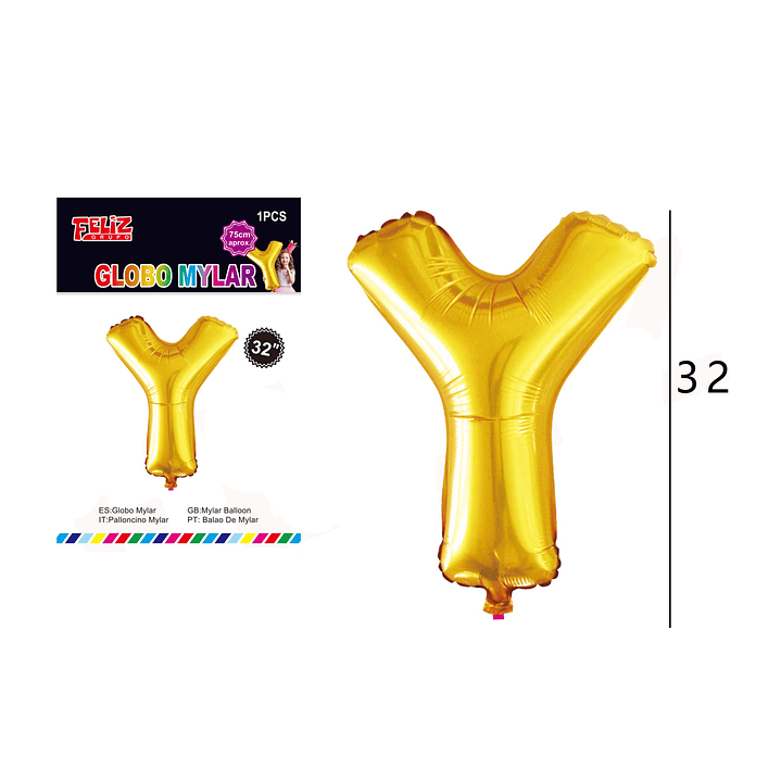 Globo Letra Y Dorada 81 cm 1