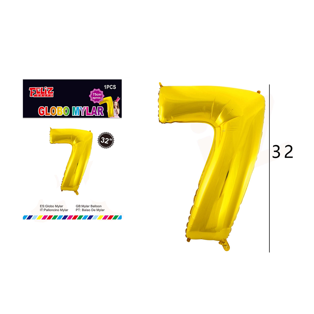 Globo Número 7 Dorado 81 cm 1
