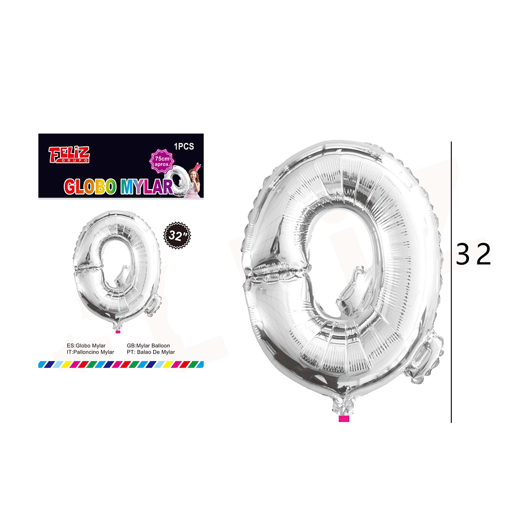 Globo Letra Q Plateada 81 cm 1
