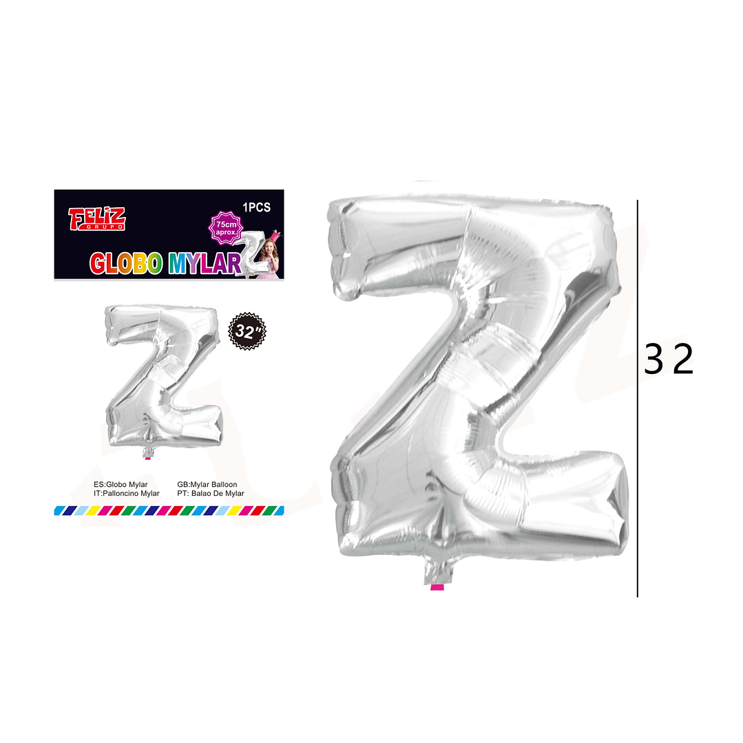 Globo Letra Z Plateada 81 cm 1