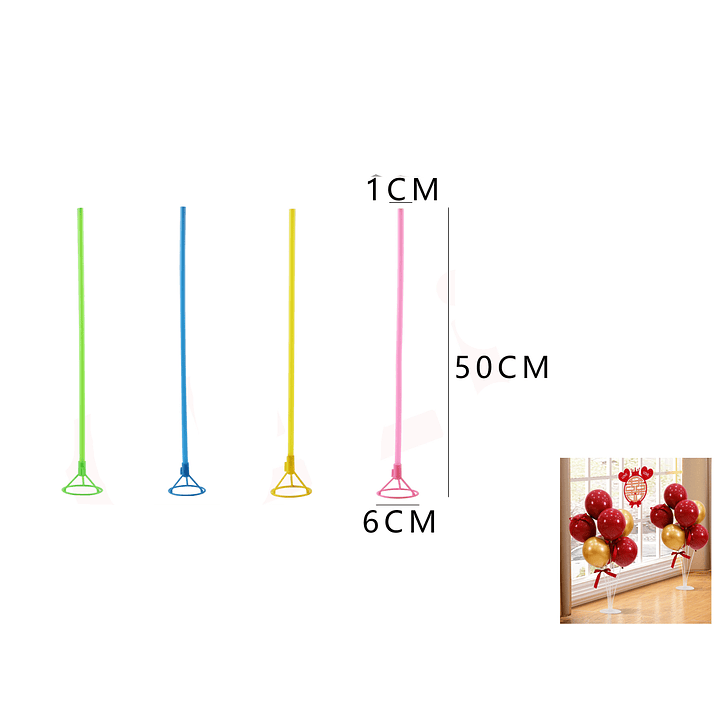 Varilla de Globo Unicolor por paquete 50cm 1